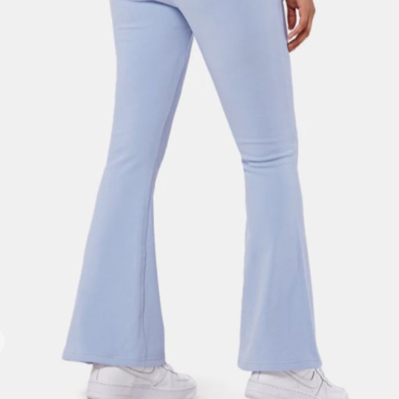 HALARA Light Baby Blue High Waisted Drawstring Side Pocket Plain Flare Pants - Picture 3 of 9